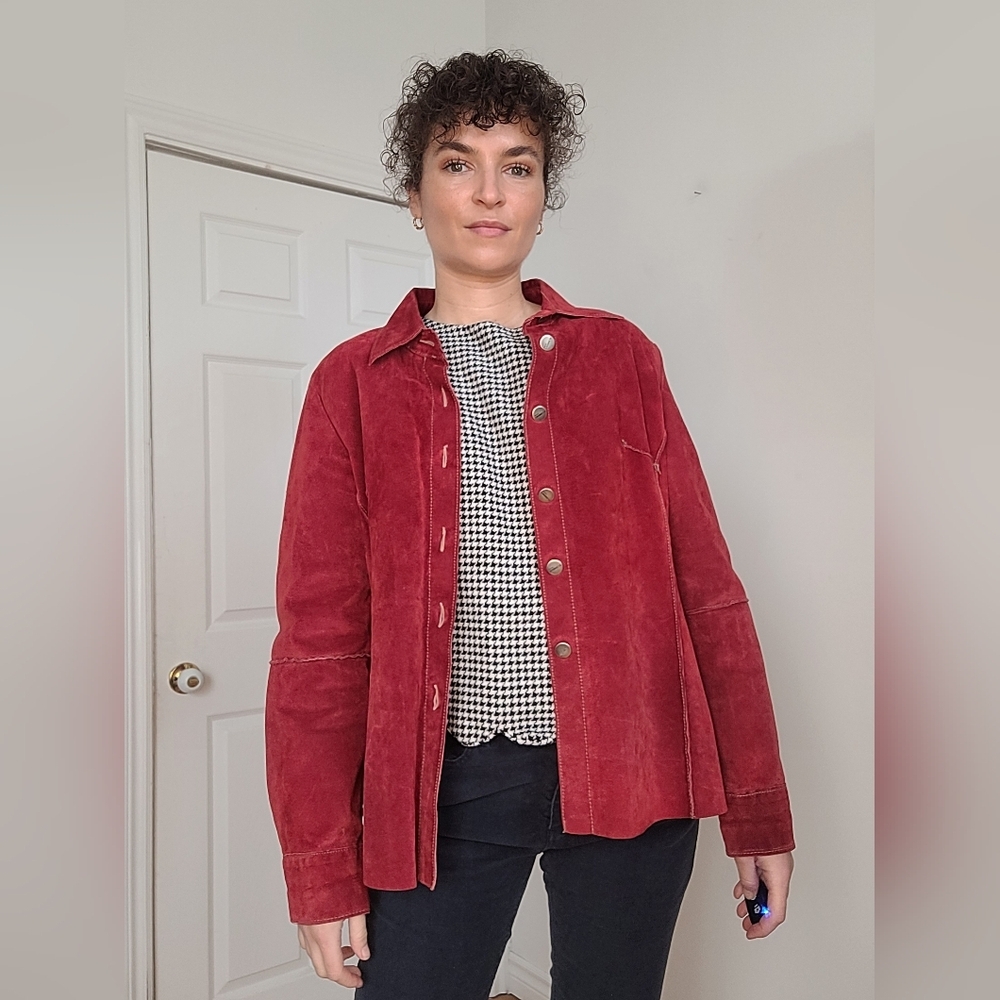 Vintage Women's Red 100% Suede Jacket